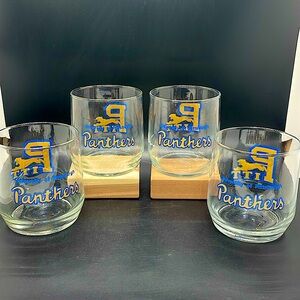 Vintage 70s 80s University of Pittsburgh Pitt Panthers Bar Glasses Set of 4
